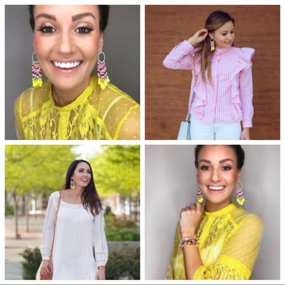 “Zoey” Multi-color Fringe Dangle Drop Earrings - Picture 3 of 5